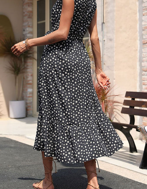 Load image into Gallery viewer, Perfee Floral Tie-Waist Ruffle Hem Dress
