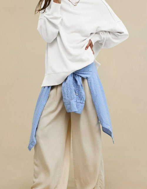 Load image into Gallery viewer, Side Slit Round Neck Long Sleeve Sweatshirt

