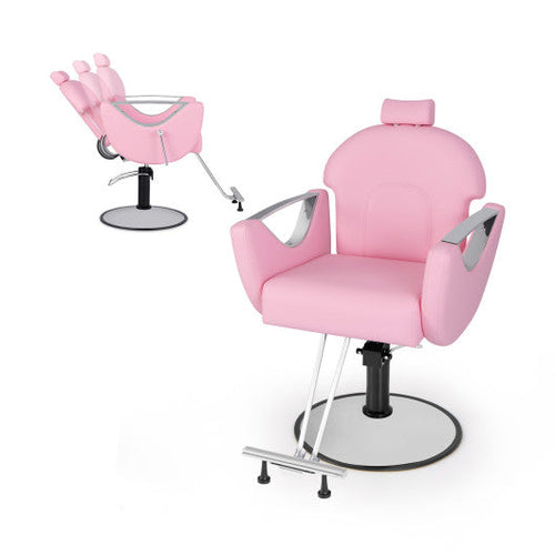 Load image into Gallery viewer, 360°Swivel Reclining Salon Chair for Hair Stylist-Pink
