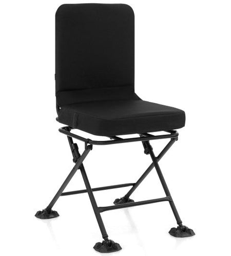 Swivel Folding Chair with Backrest and Padded Cushion-Black