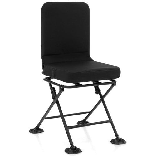 Load image into Gallery viewer, Swivel Folding Chair with Backrest and Padded Cushion-Black
