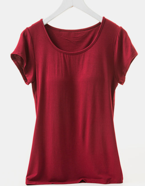 Load image into Gallery viewer, Round Neck Short Sleeve T-Shirt with Bra
