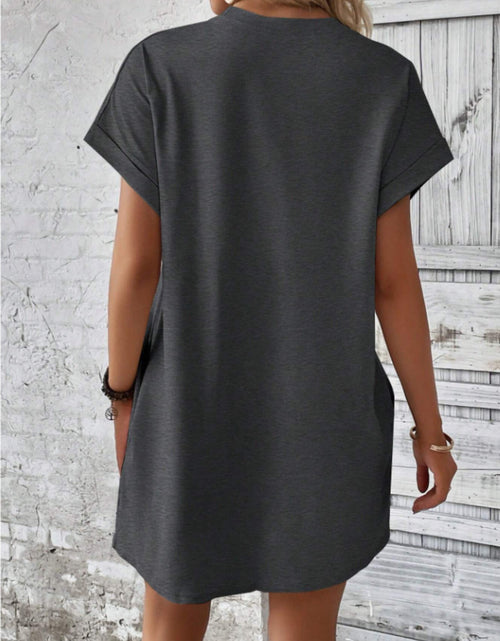 Load image into Gallery viewer, Round Neck Short Sleeve Mini Tee Dress with Pockets
