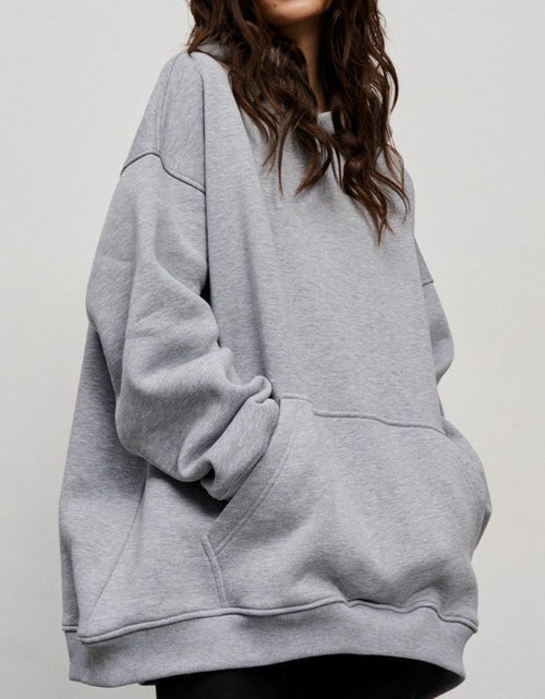 Load image into Gallery viewer, Pocketed Dropped Shoulder Long Sleeve Hoodie

