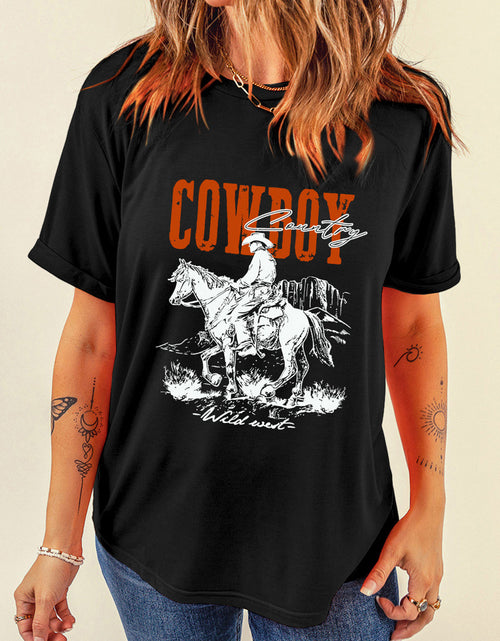 Load image into Gallery viewer, COWBOY Round Neck Short Sleeve T-Shirt
