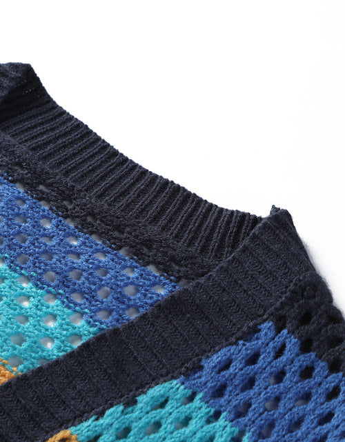 Load image into Gallery viewer, Openwork Color Block Tied Cardigan
