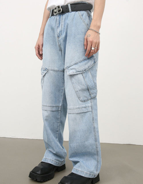 Load image into Gallery viewer, Men's Mid Rise Jeans with Cargo Pockets
