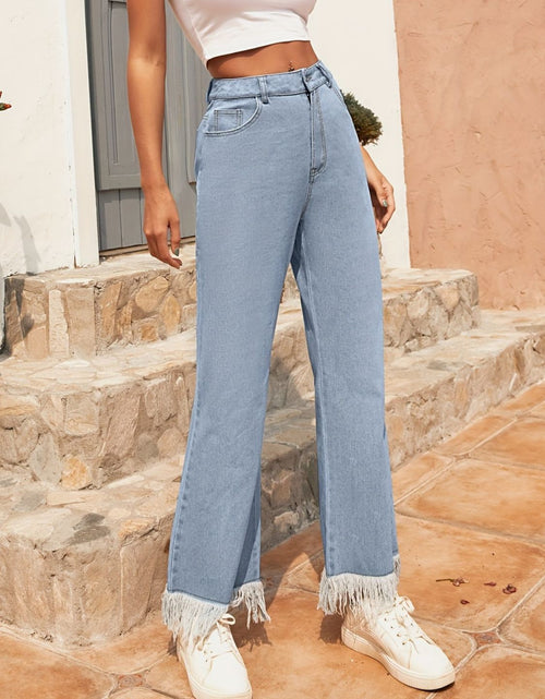 Load image into Gallery viewer, Raw Hem Bootcut Jeans with Pockets
