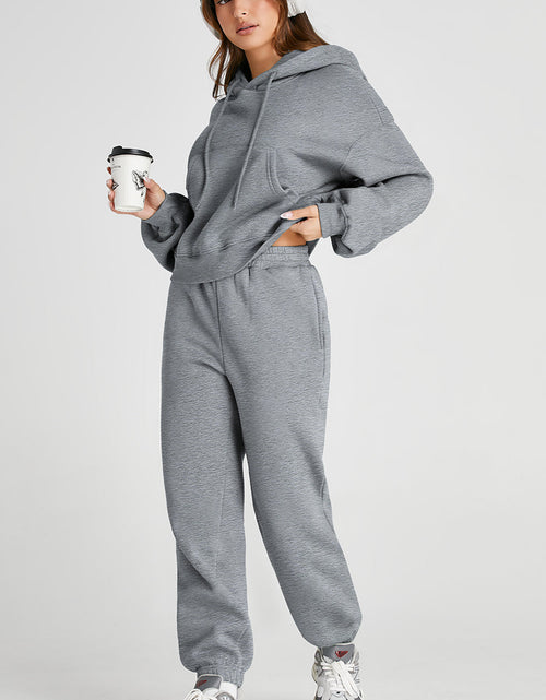 Load image into Gallery viewer, Dropped Shoulder Hooded Top and Pants Active Set
