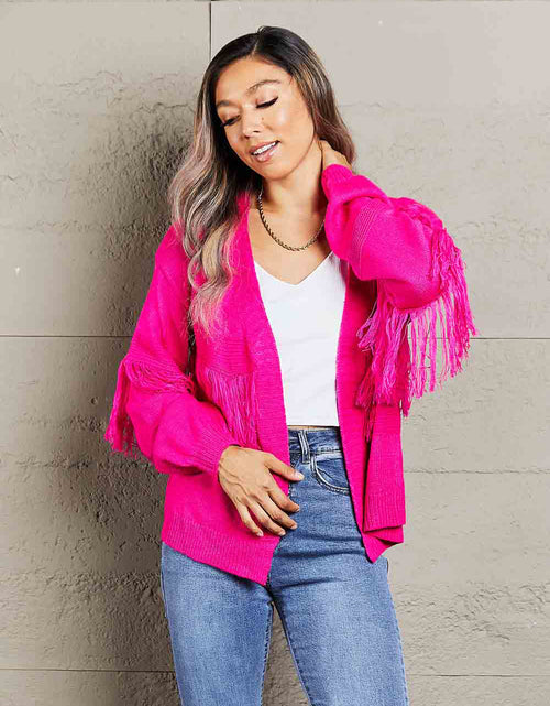 Load image into Gallery viewer, Angel Wings Fringe Trim Open Front Cardigan
