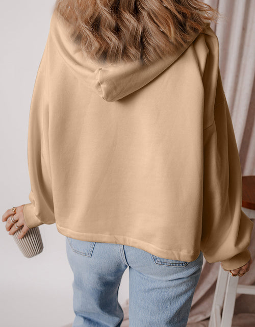 Load image into Gallery viewer, Pocketed Half Zip Dropped Shoulder Hoodie
