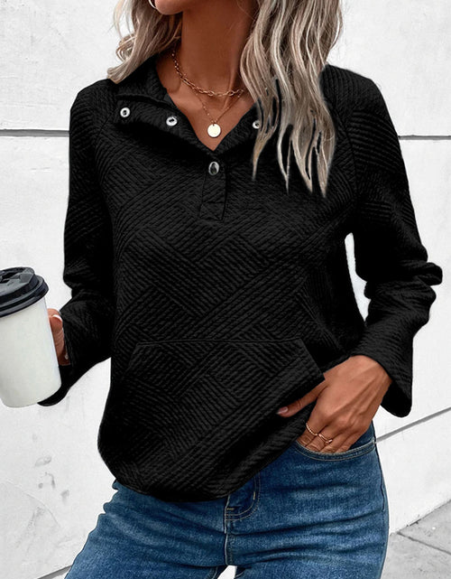 Load image into Gallery viewer, Geometric Snap Button Long Sleeve Sweatshirt
