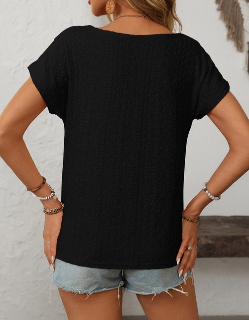 Load image into Gallery viewer, Mandy Eyelet Round Neck Short Sleeve Top
