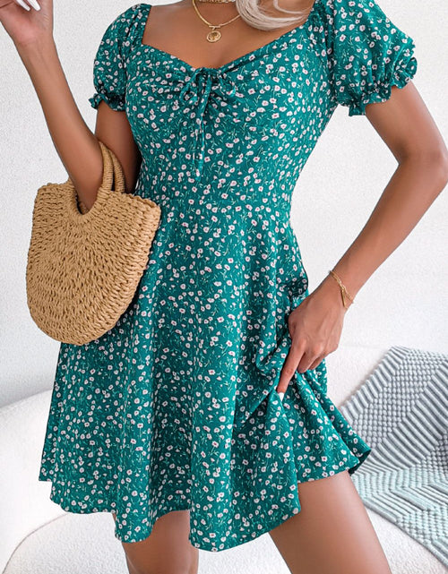 Load image into Gallery viewer, Ditsy Floral Drawstring A-Line Dress
