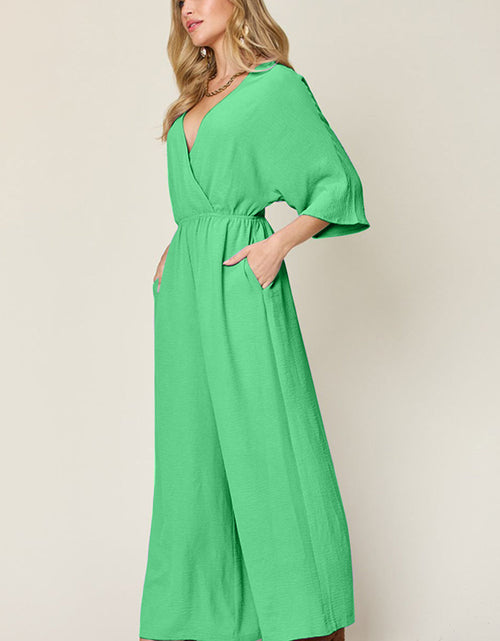 Load image into Gallery viewer, Double Take Full Size Surplice Wide Leg Jumpsuit with Pockets
