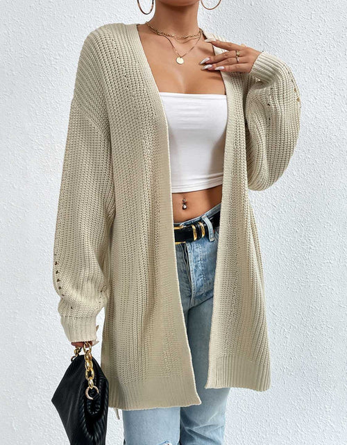 Load image into Gallery viewer, Open Front Dropped Shoulder Slit Cardigan
