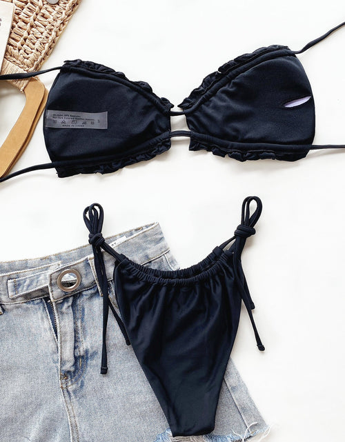 Load image into Gallery viewer, Frill Trill Halter Neck Bikini Set
