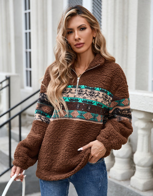 Load image into Gallery viewer, Half Zip Long Sleeve Fuzzy Top
