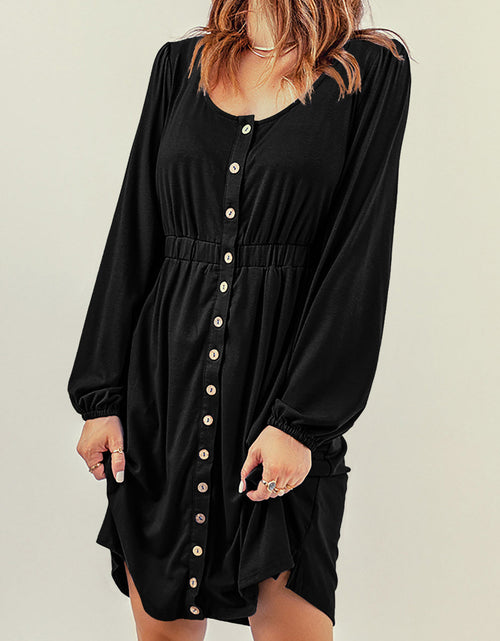 Load image into Gallery viewer, Julianna Button Up High Waist Long Sleeve Dress by Poppy Lee Lane
