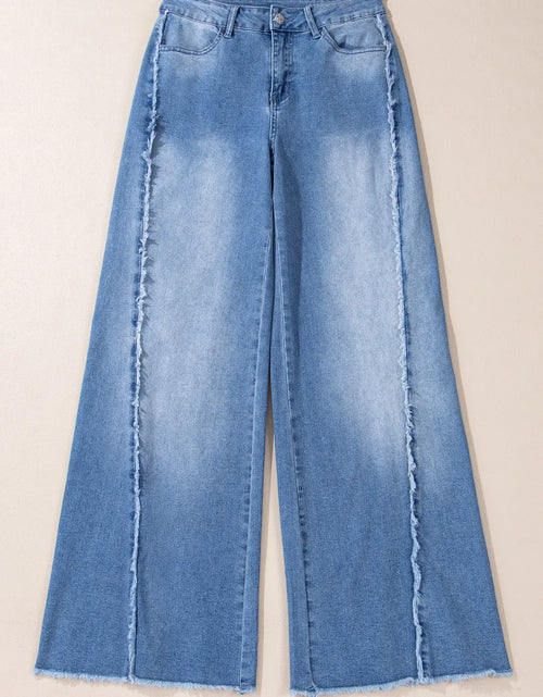 Load image into Gallery viewer, Raw Hem Wide Leg Jeans with Pockets
