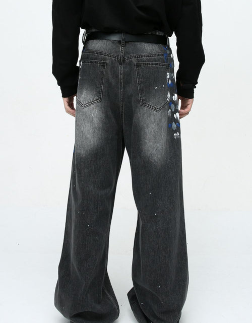 Load image into Gallery viewer, Watercolor Wide Leg Jeans with Pockets
