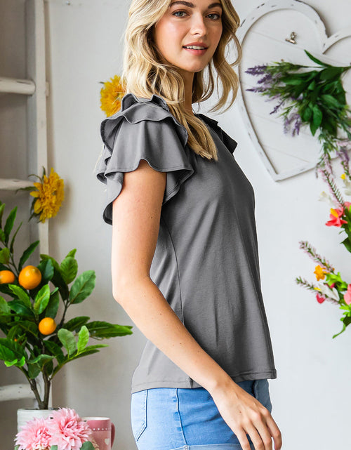 Load image into Gallery viewer, Layered Flutter Sleeve Round Neck Top
