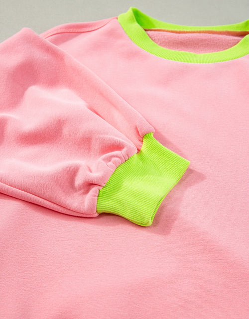 Load image into Gallery viewer, Contrast Round Neck Long Sleeve Sweatshirt
