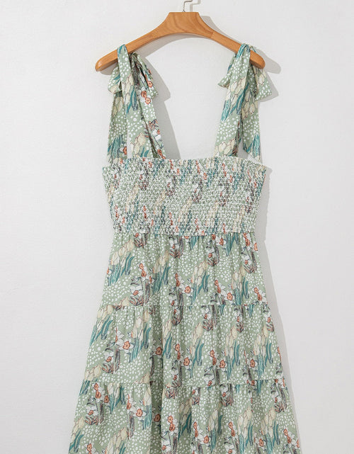 Load image into Gallery viewer, Smocked Printed Tie Shoulder Mini Cami Dress
