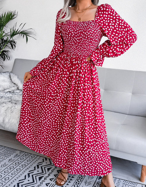 Load image into Gallery viewer, Smocked Square Neck Flounce Sleeve Dress
