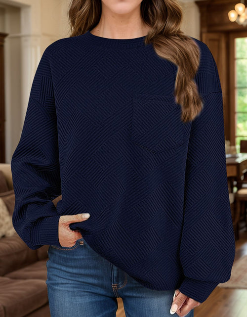 Load image into Gallery viewer, Full Size Texture Round Neck Long Sleeve Sweatshirt

