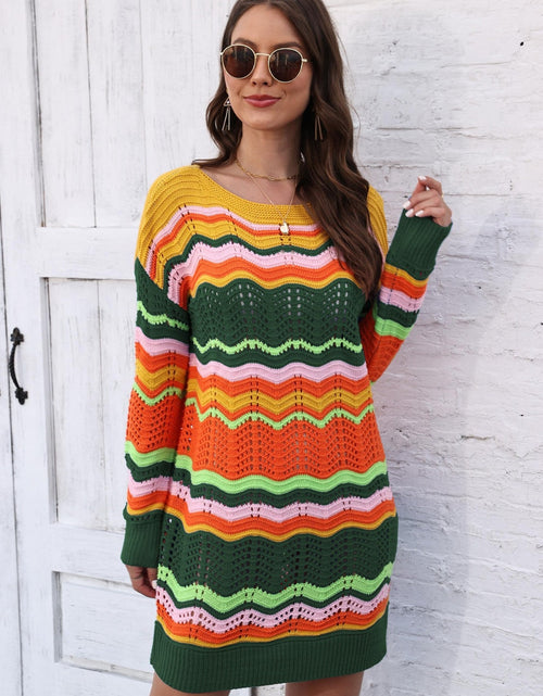 Load image into Gallery viewer, Openwork Round Neck Sweater Dress
