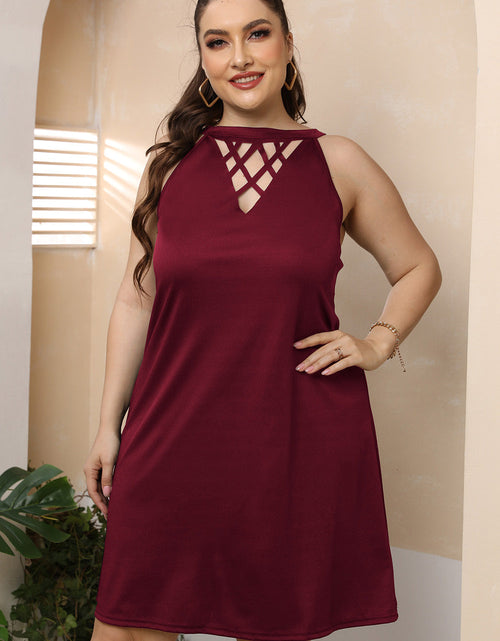 Load image into Gallery viewer, Plus Size Cutout Round Neck Sleeveless Dress
