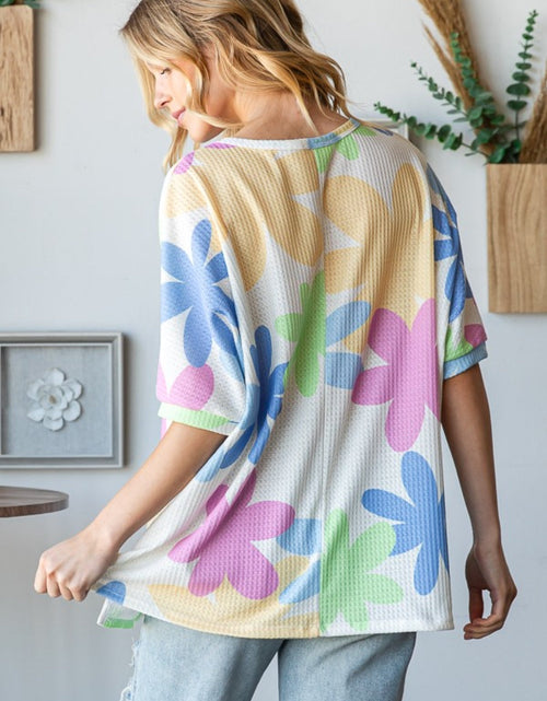 Load image into Gallery viewer, HOPELY Floral Round Neck Waffle T-Shirt
