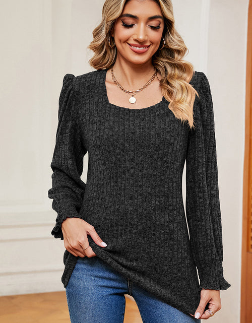Load image into Gallery viewer, Square Neck Flounce Sleeve T-Shirt
