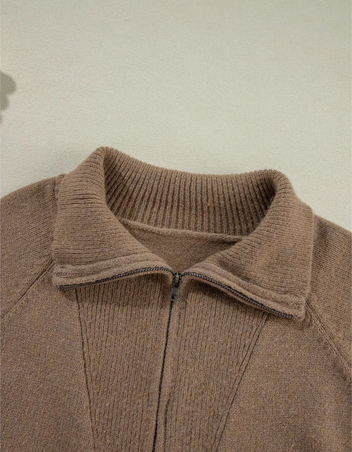 Load image into Gallery viewer, Zip Up Long Sleeve Geometric Cardigan
