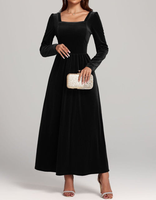 Load image into Gallery viewer, Velvet Square Neck Long Sleeve Dress
