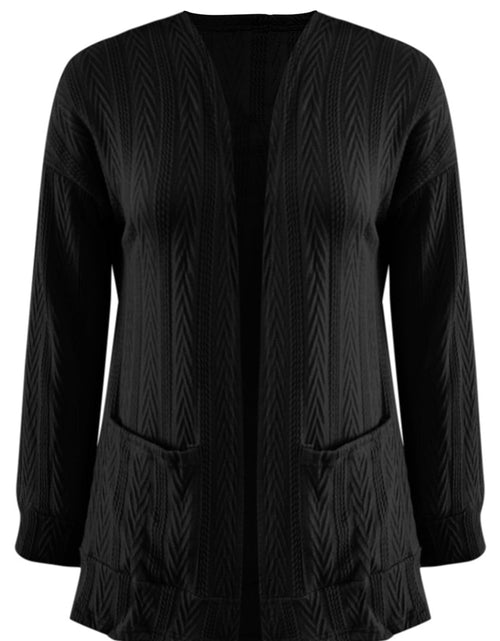 Load image into Gallery viewer, Full Size Textured Open Front Long Sleeve Cardigan

