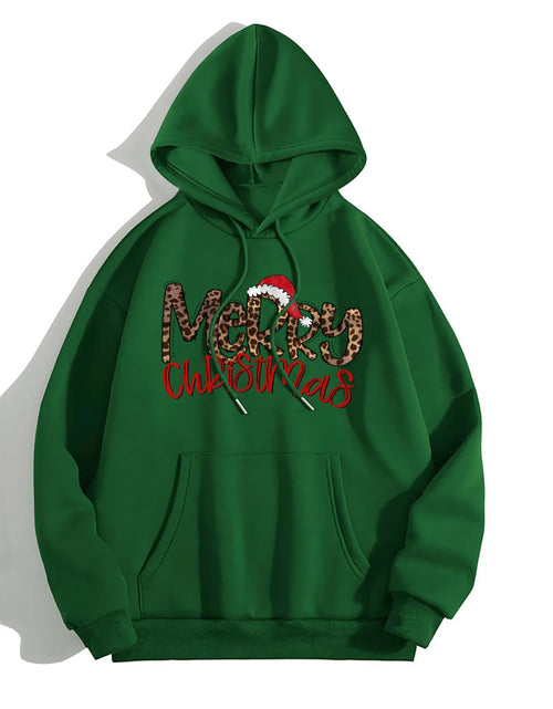 Load image into Gallery viewer, MERRY CHRISTMAS Graphic Drawstring Hoodie
