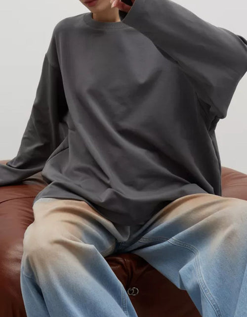 Load image into Gallery viewer, Round Neck Dropped Shoulder Long Sleeve T-Shirt
