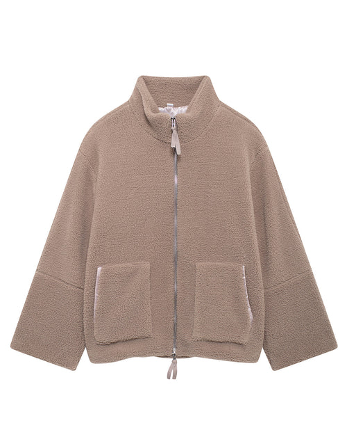 Load image into Gallery viewer, Turtleneck Zip Up Long Sleeve Plush Jacket
