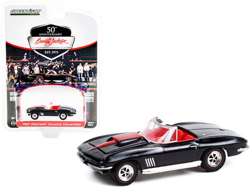 Load image into Gallery viewer, 1967 Chevrolet Corvette Convertible Black with Red Stripe and Red Interior (Lot #1367) Barrett Jackson "Scottsdale Edition" Series 8 1/64 Diecast Model Car by Greenlight
