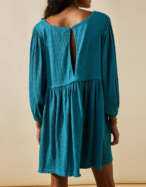 Load image into Gallery viewer, Cutout Textured Long Sleeve Mini Dress
