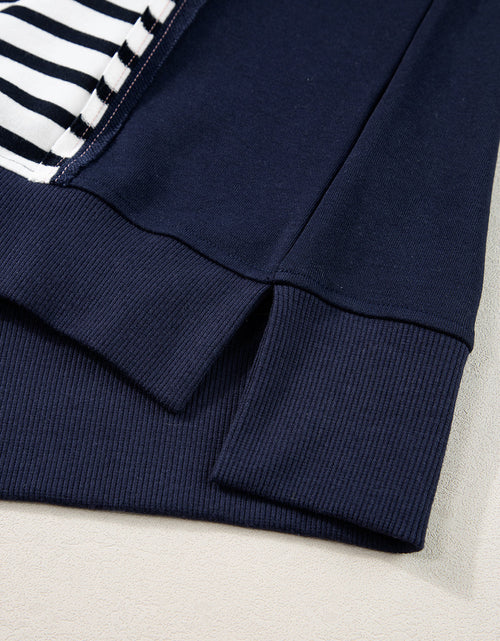 Load image into Gallery viewer, Exposed Seam Striped Long Sleeve Sweatshirt
