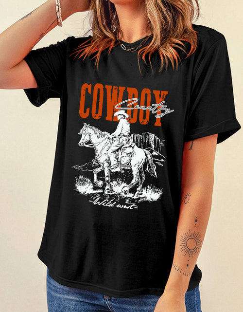 Load image into Gallery viewer, COWBOY Round Neck Short Sleeve T-Shirt
