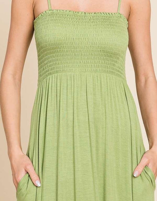 Load image into Gallery viewer, Culture Code Full Size Smocked Cami Maxi Dress with Pockets
