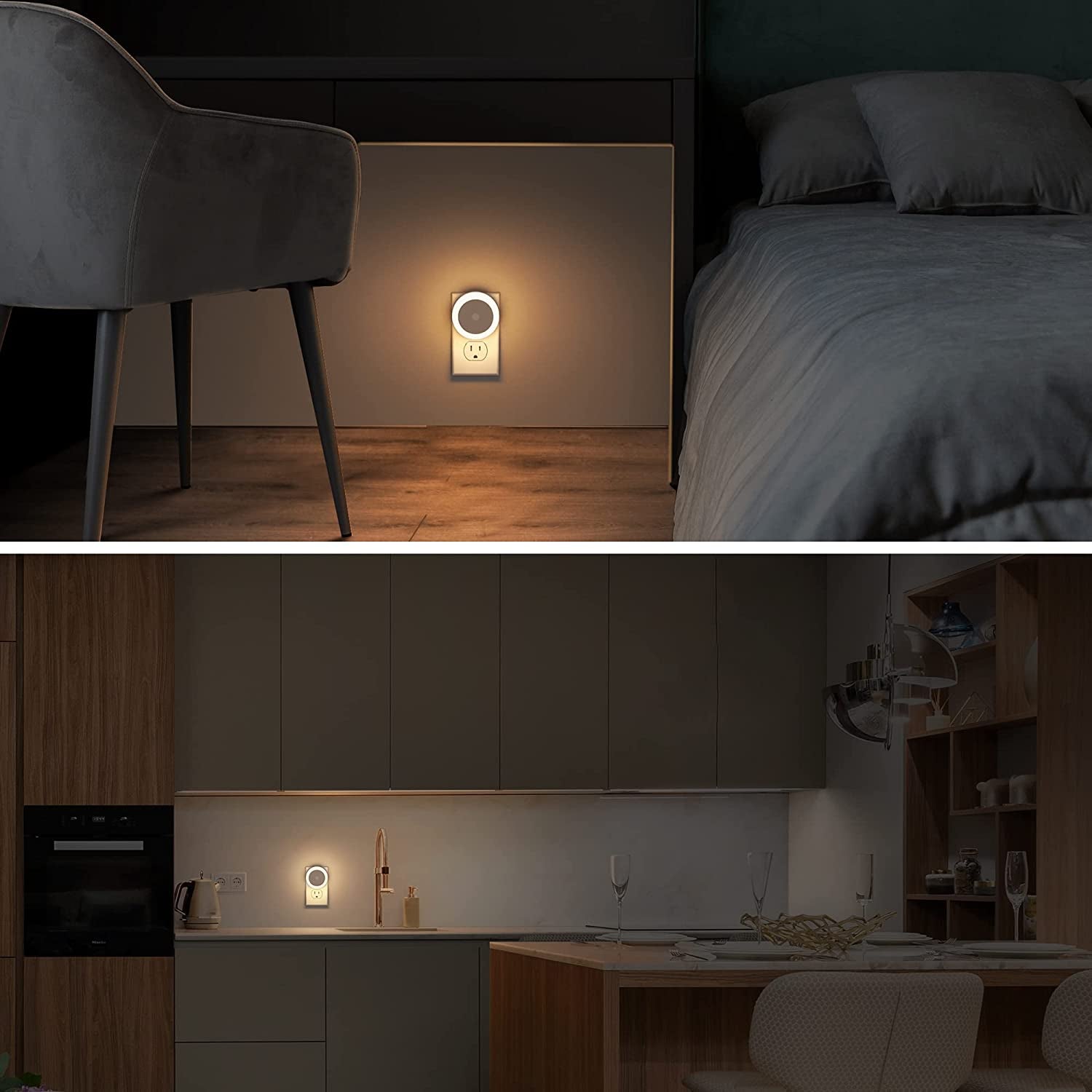 4 Pack Night Light,  LED Night Light for Kids, Plug in Night Light, Light Sensor Night Lights, Smart Night Light, Hallway Lights, Wall Light, Nightlight for Adult, Soft White 3000K, 0.6W 60LM