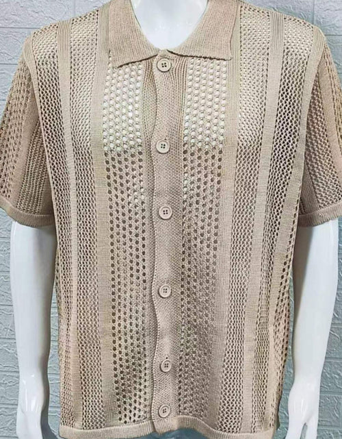 Load image into Gallery viewer, Men's Button Down Collared Neck Hollow Out Shirt
