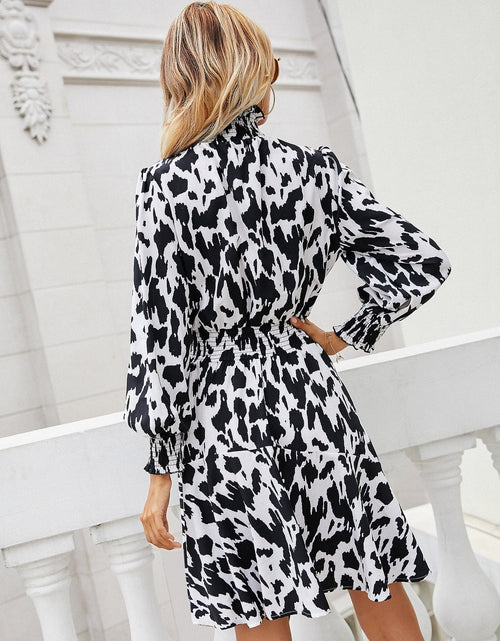 Load image into Gallery viewer, Ivy Lane Printed Lantern Sleeve Turtleneck Dress
