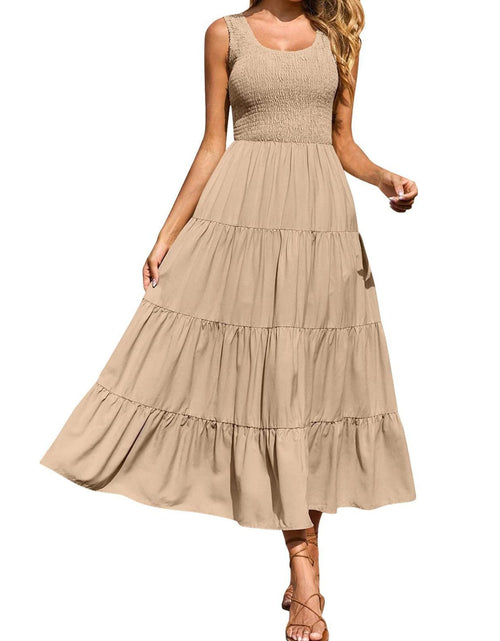Load image into Gallery viewer, Tiered Smocked Wide Strap Dress

