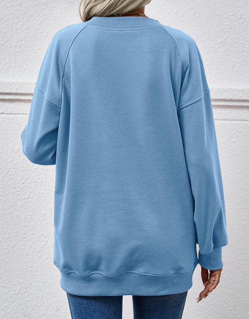 Load image into Gallery viewer, Round Neck Drop Shoulder Long Sleeve Sweatshirt
